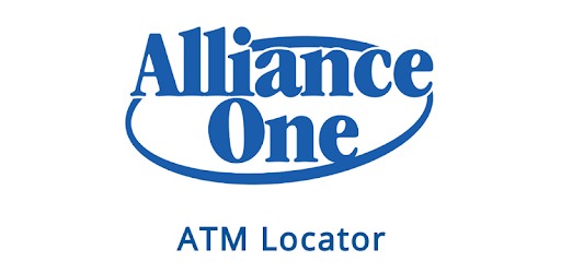The image features the Alliance One ATM Locator logo with blue text and design elements on a white background.