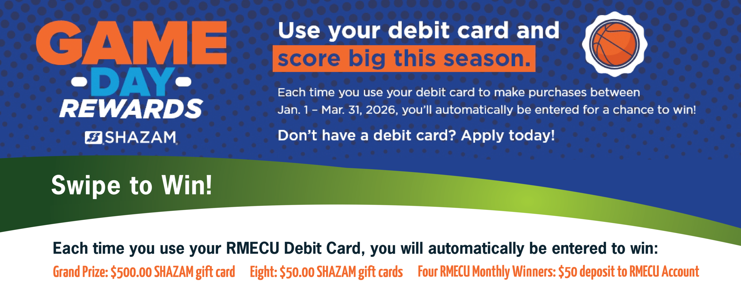 Game Day Rewards. Use Your Debit Card to Win Money.